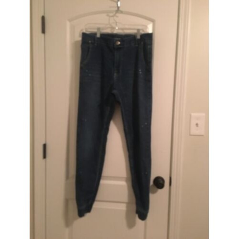 Partisan Men's Denim Jogger Jeans Blue Zip Button Pockets Size 32x30